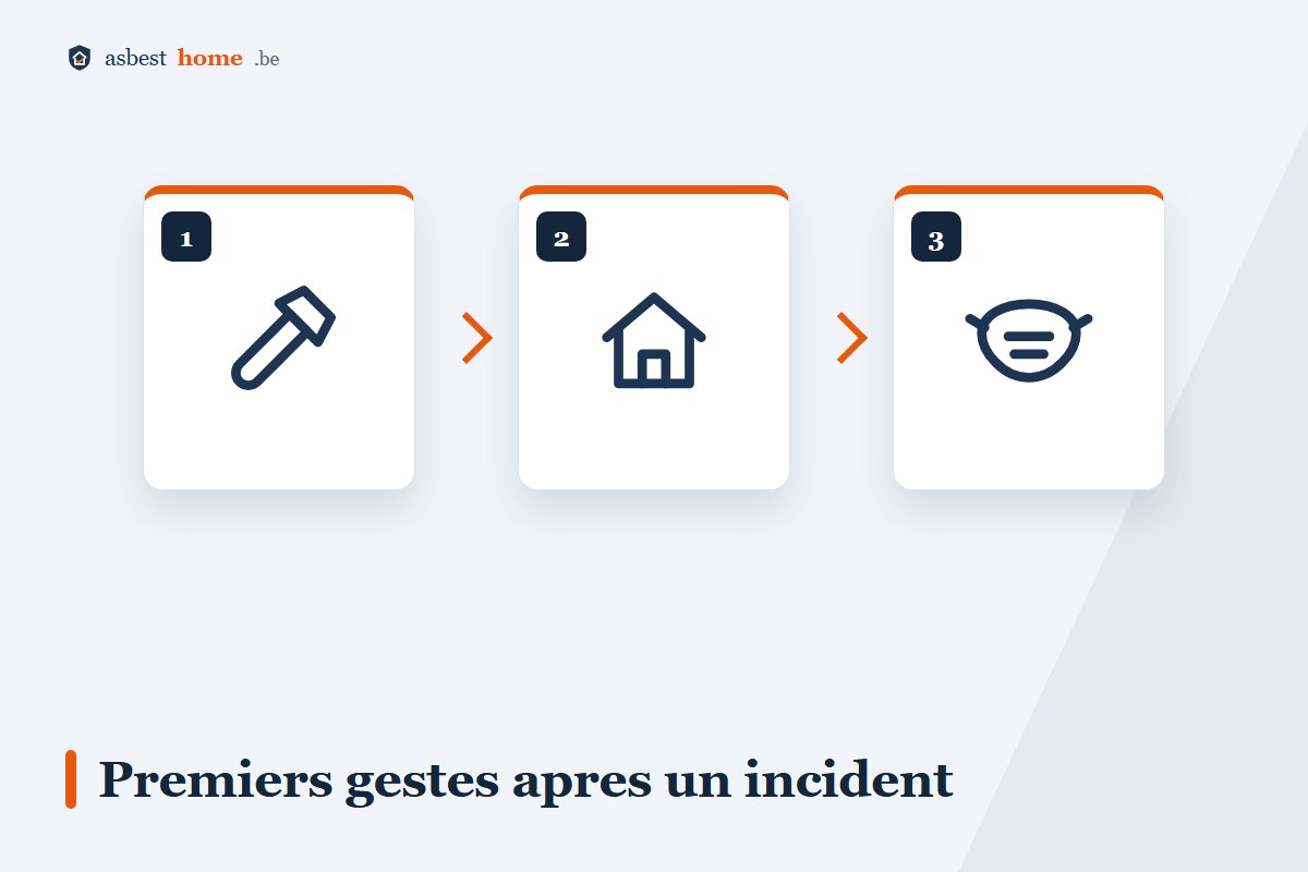 Premiers gestes après un incident amiante : arrêter le travail, fermer la pièce, appeler un spécialiste